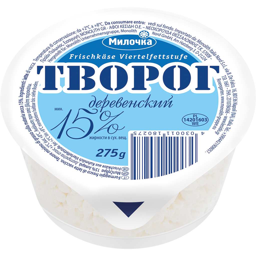 Творог свежий деревенский "Милочка" 15% жирности