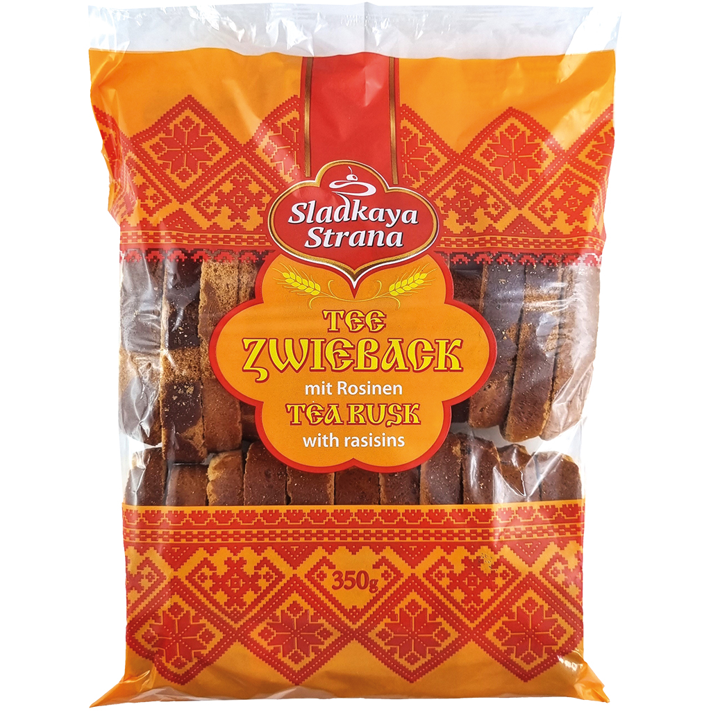 "SLADKAYA STRANA" Thee Zwieback met rozijnen