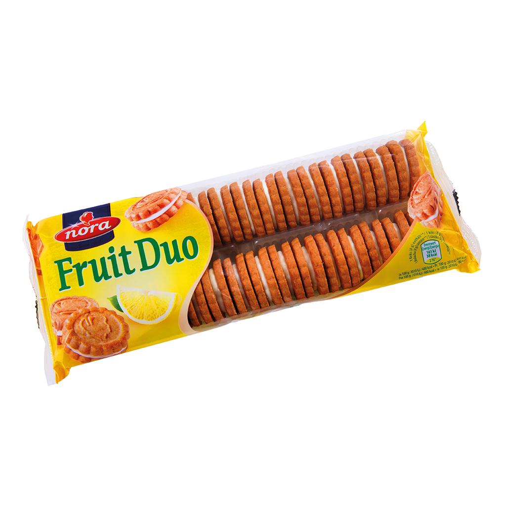 "Fruit Duo" koekjes met citroenroomvulling (25%)