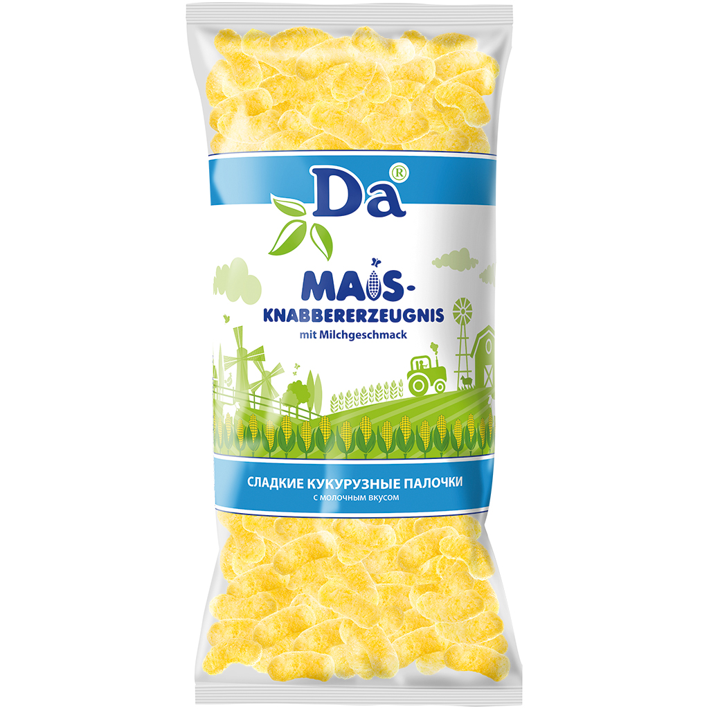 Zoete maïsnibbelproduct "Da" met melk smaak