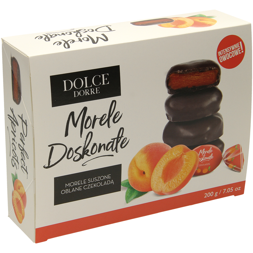 "Dolce Dorre" Abrikozen in chocolade 200 g