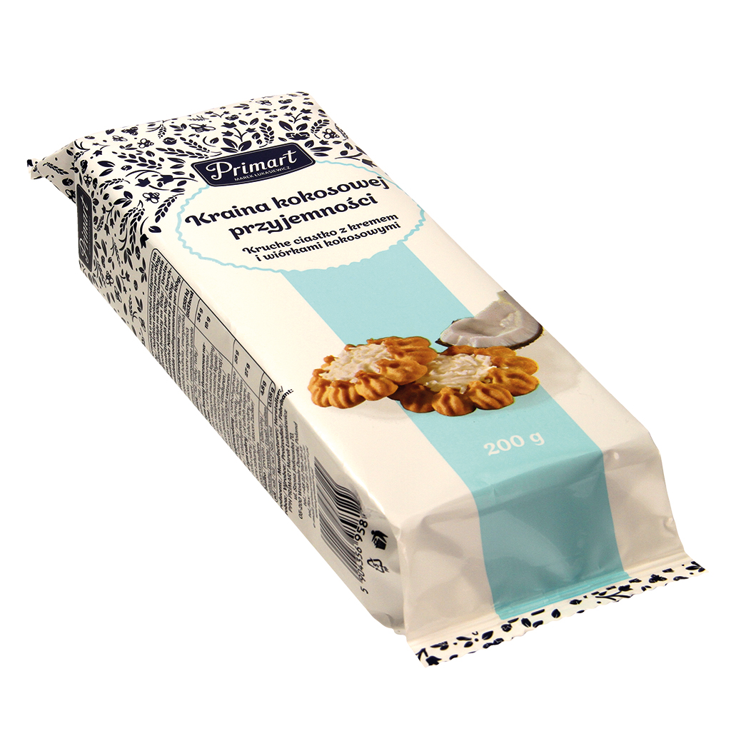 Mürbekeksen gegarneerd met kokoscrème en kokosrasp