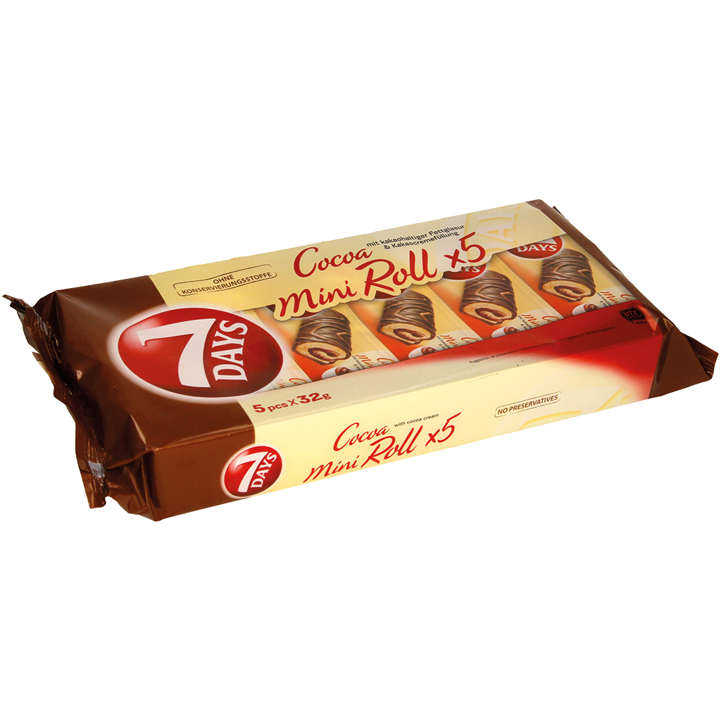 Mini - cakerol met cacaobasis coating en cacaocrème vulling