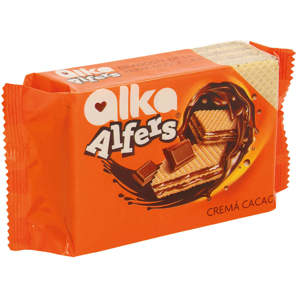 Cacaohoudende wafels met crèmevulling met cacaosmaak (72%)