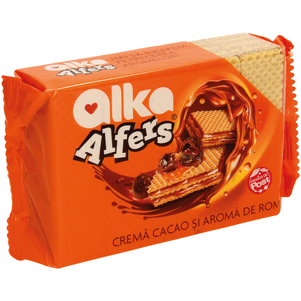Wafels met roomvulling met cacao-rum-smaak (72%)