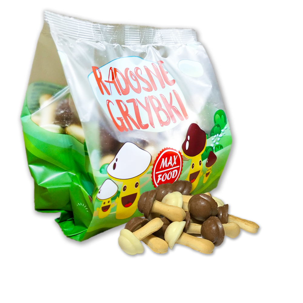 "Весёлые грибочки" печенье с белой и какао-глазурью, смешанн