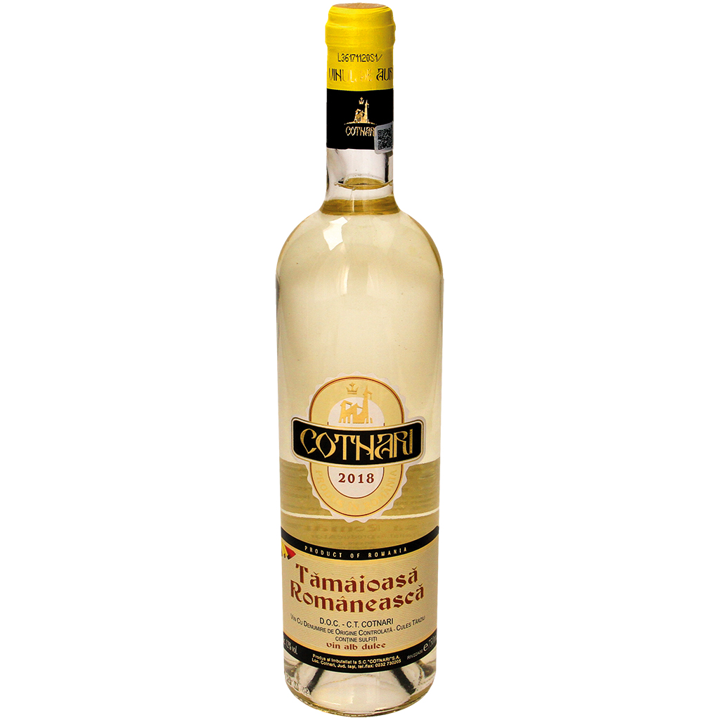 Zoete witte wijn uit Roemenië "Tamaioasa Romaneasca"