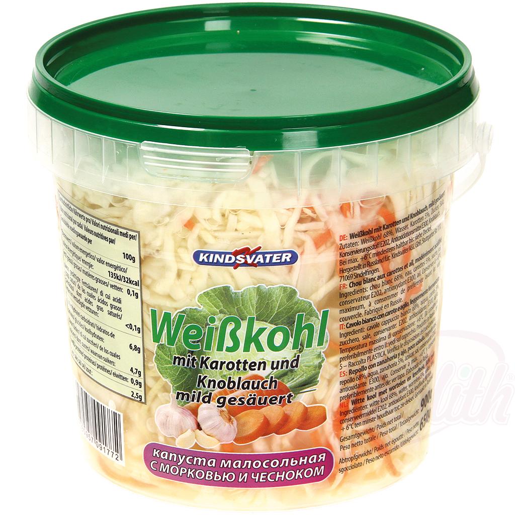 "Kindsvater" Witte kool met wortel en knoflook mild gezuurd 900 g