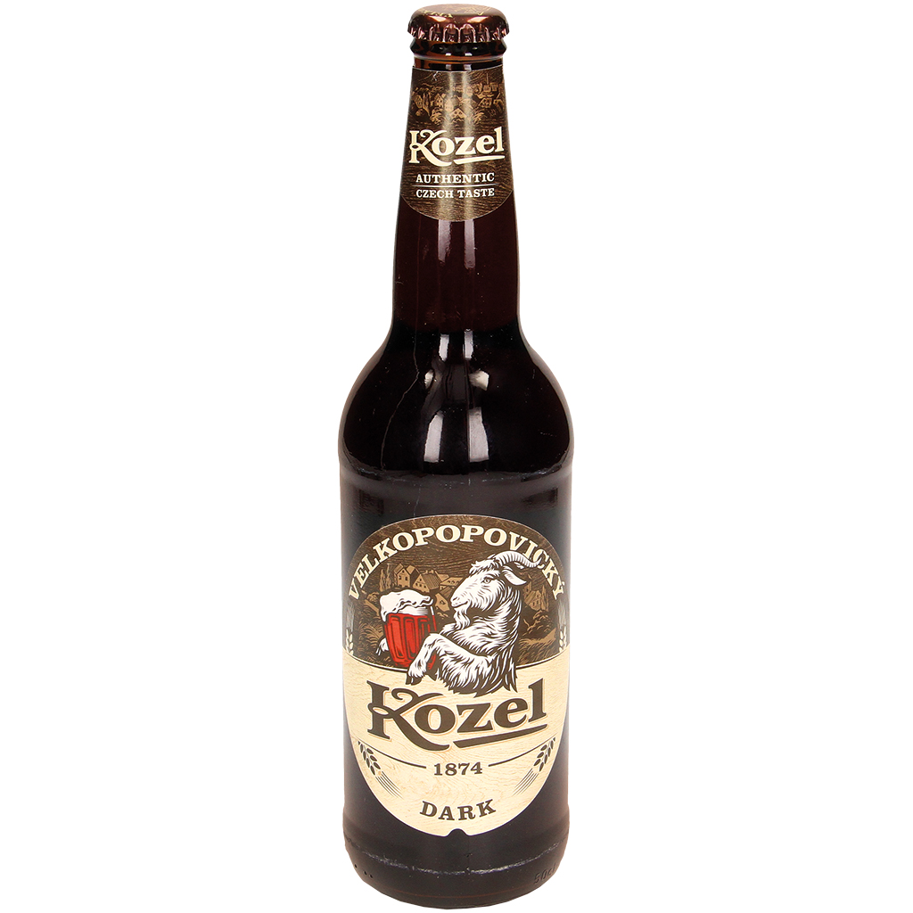 Bier "Kozel dark" donker 3,8% vol. Plato 9%.