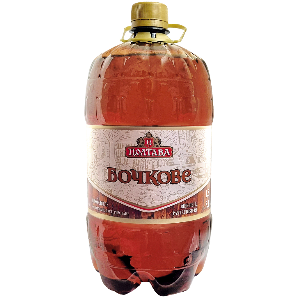 POLTAVA Bier "Bochkovoe" licht, gepasteuriseerd 5,1% vol.