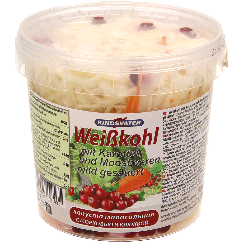 "Kindsvater" Witte kool met wortel en veenbessen mild gezuurd 900 g
