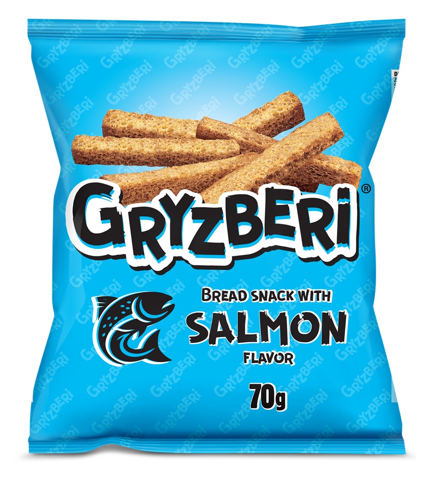 GRYZBERI Snack van geroosterd tarwebrood met zalmsmaak