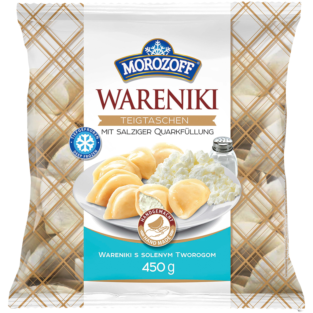 Knoedels "Wareniki" met zoute kwarkvulling