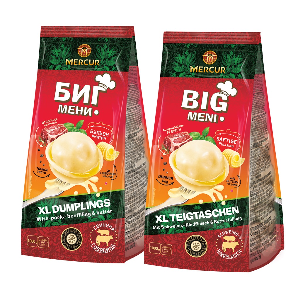 Dumplings "Bigmeni" met varkensvlees- en rundvlees