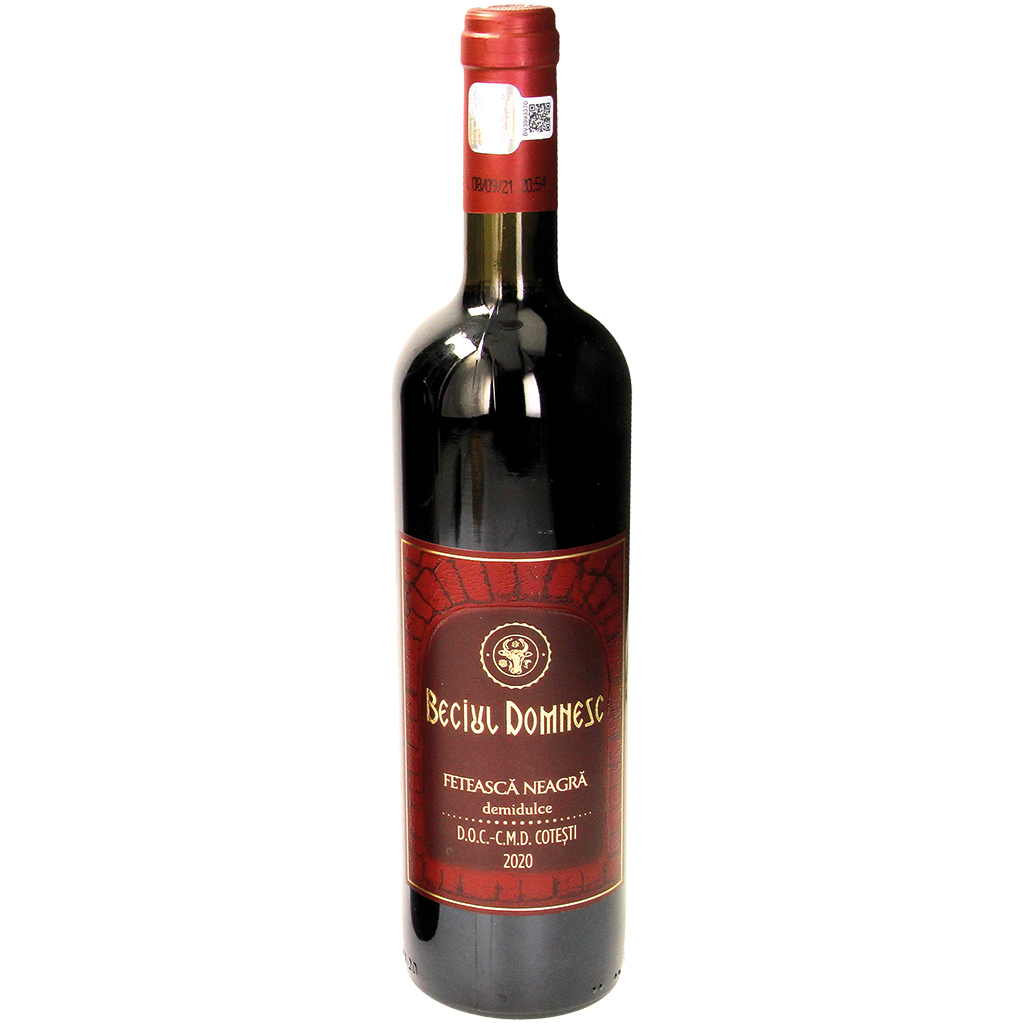 Rode wijn Feteasca Neagra uit Roemenië, zoet 13,5% vol.