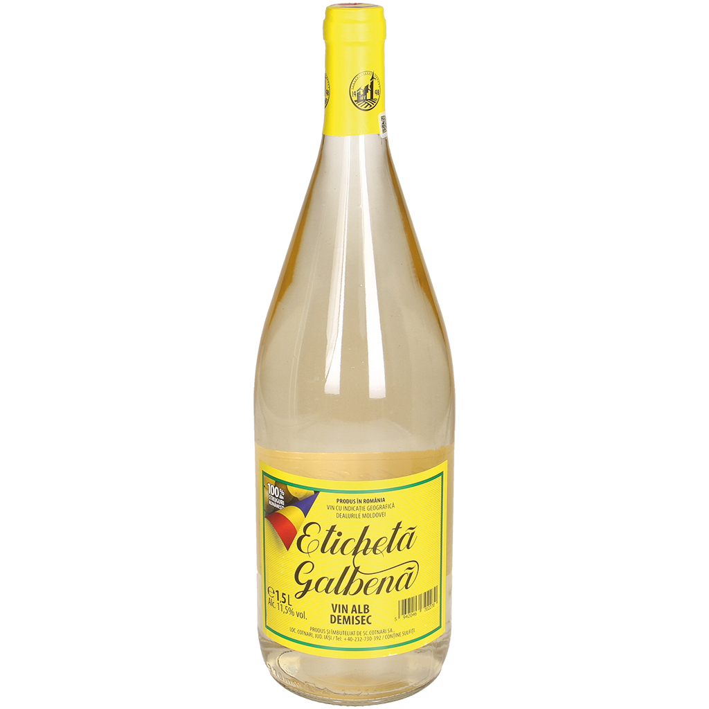 Witte wijn uit Roemenië "Eticheta Galbena", halfdroog