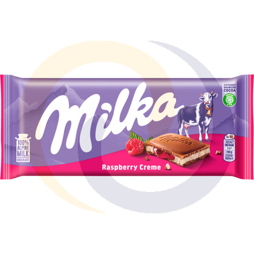 Milka frambozencrème chocolade 100g/25st Mondelez