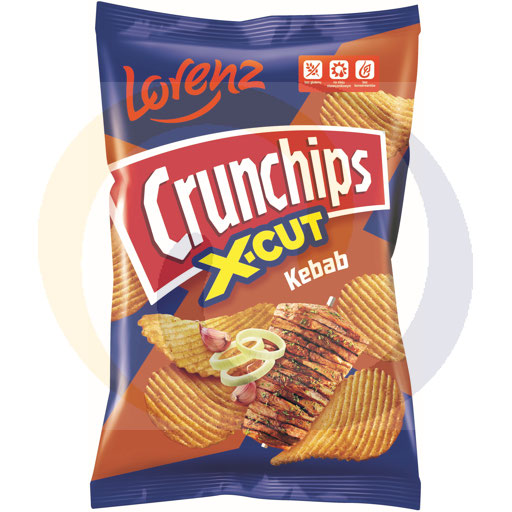 Aardappelchips "Crunchips X-Cut" met kebab- en uien smaak