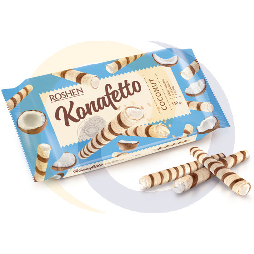 Roshen Konafetto wafelrolletjes met kokosvulling 140g