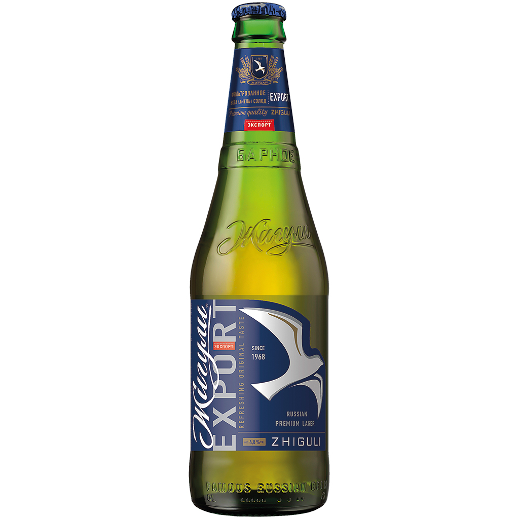 Bier hell "Zhiguli barnoe, export", gepasteuriseerd 4,8% vol