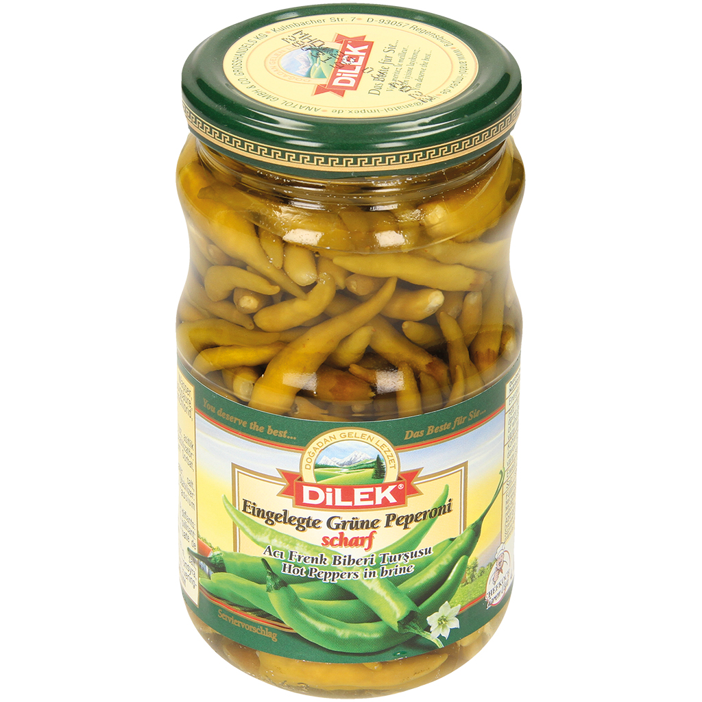 "Dilek" Groene pepers gemarineerd pikant 350 g
