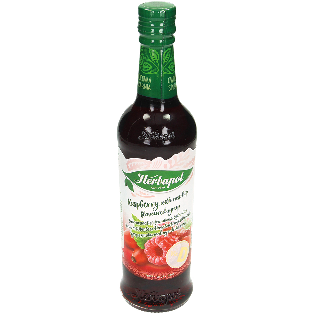 Siroop met frambozen - rozenbottelsmaak
