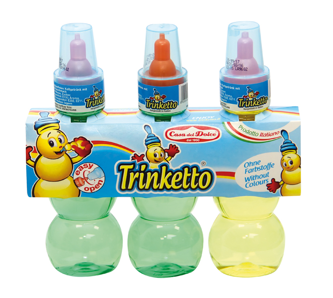 Koolzuurvrije frisdrank met aardbeismaak "Trinketto Softdrink" 3-pack 210ml