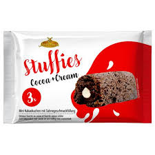 Zoet gebak met cacao en een vulling met roomsmaak (20%)
