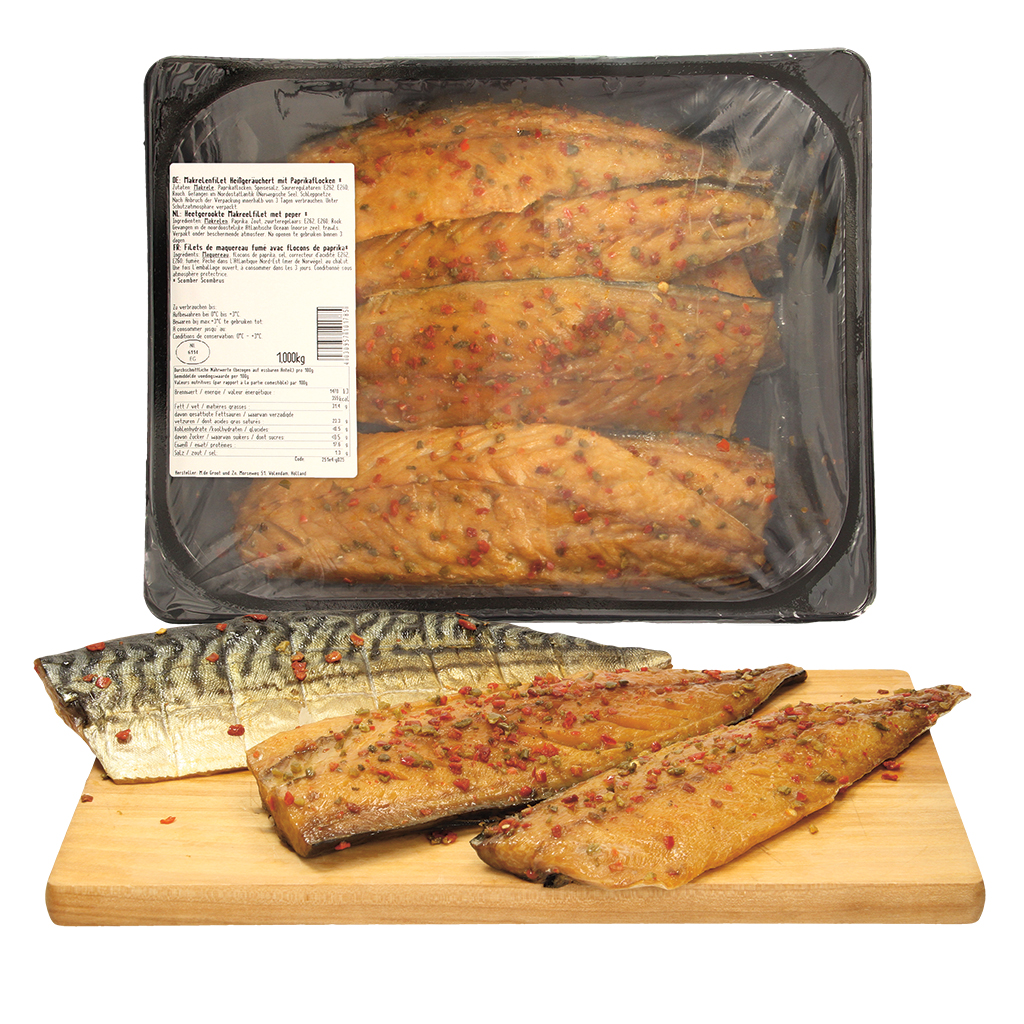 Gerookte makreel Filets met paprikavlokken