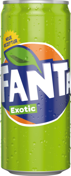 Verfrissingsdrank "Fanta Exotic" met exotische fruitsmaak, met suiker en zoetstoffen