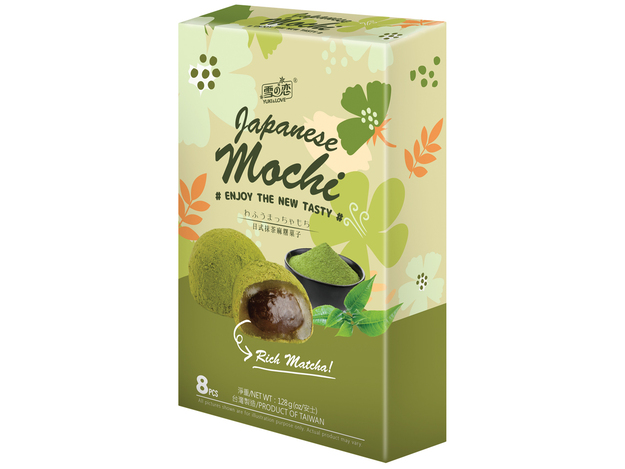 Reiskoek "Mochi" met Matcha-groene thee op Japanse wijze