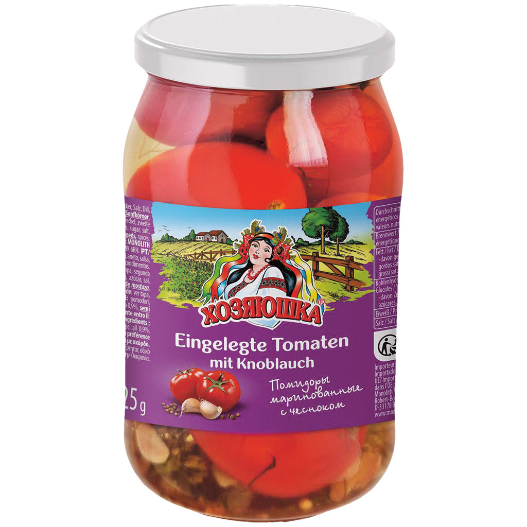 "Hosyaushka" Tomaten met knoflook gemarineerd 850 g