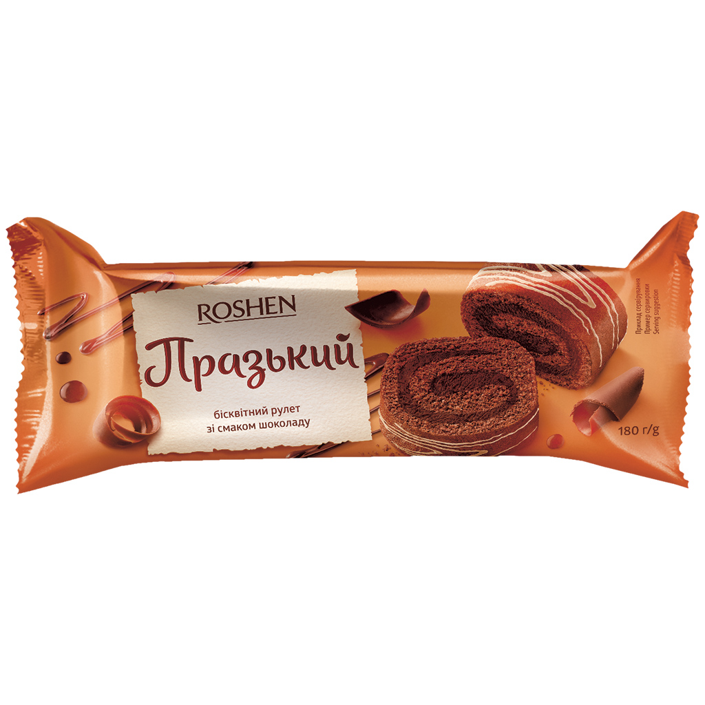 "Prague Roshen" Biskuitrol met 43% roomvulling met chocolade