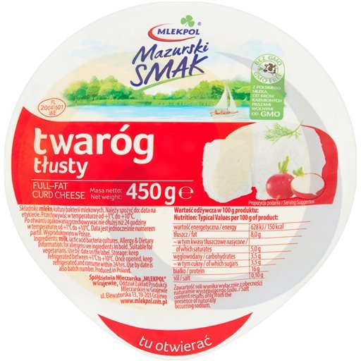 Млекпол Мазурский Вкус Творог Полномасляный 450 г