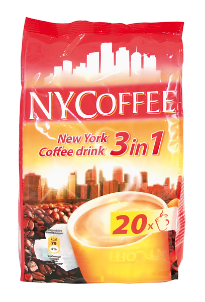 NYcoffee 3in1 Koffiedrank - Geparfumeerd drankpoeder met instantkoffie, 30% koffiemelkpoeder en suiker, 20 x 14g