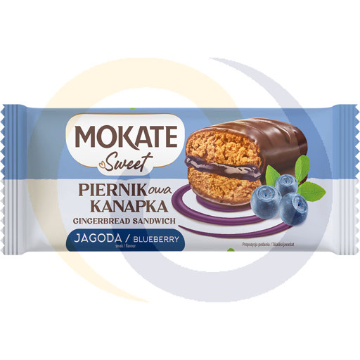 Peperkoek sandwich met bosbessensmaak 60g/36st ^BN Mokate