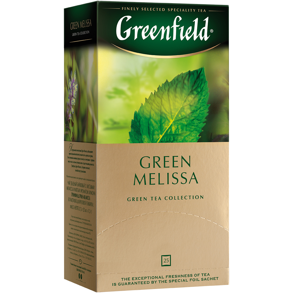 Чай зелёный байховый с листьями мелиссы и мяты и ароматом лимона "Greenfield Green Melissa"