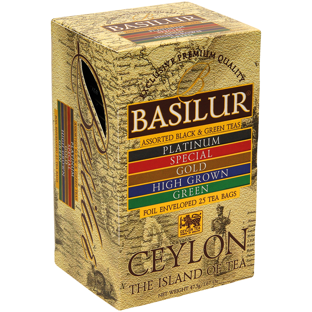 Theemelange van 5 soorten Ceylon Zwarte en Groene Thee "Eiland van thee"