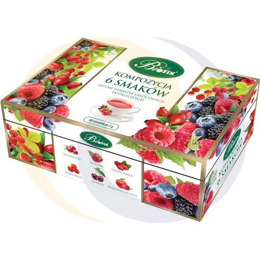 Bifix Samenstelling van 6 Smaken Assortiment Fruitthee 120 g (60 x 2 g)