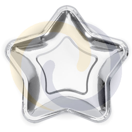 Zilver Ster Bordjes 23cm 6st PartyDeco