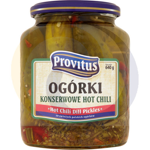 "Provitus" Augurken met dille en chili pikant 640 g