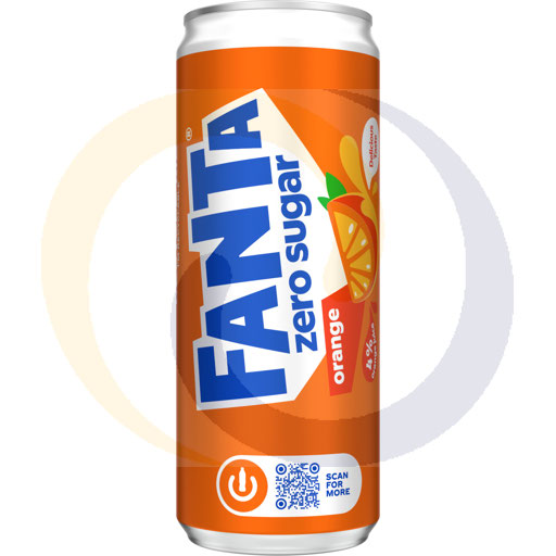 Koolzuurhoudende drank. Fanta Zero blik 0,33l/24 stuks. DRS 