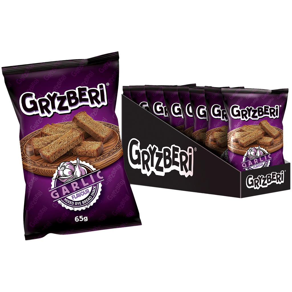 GRYZBERI Snack van Roggebroodmix met Knoblauksmaak