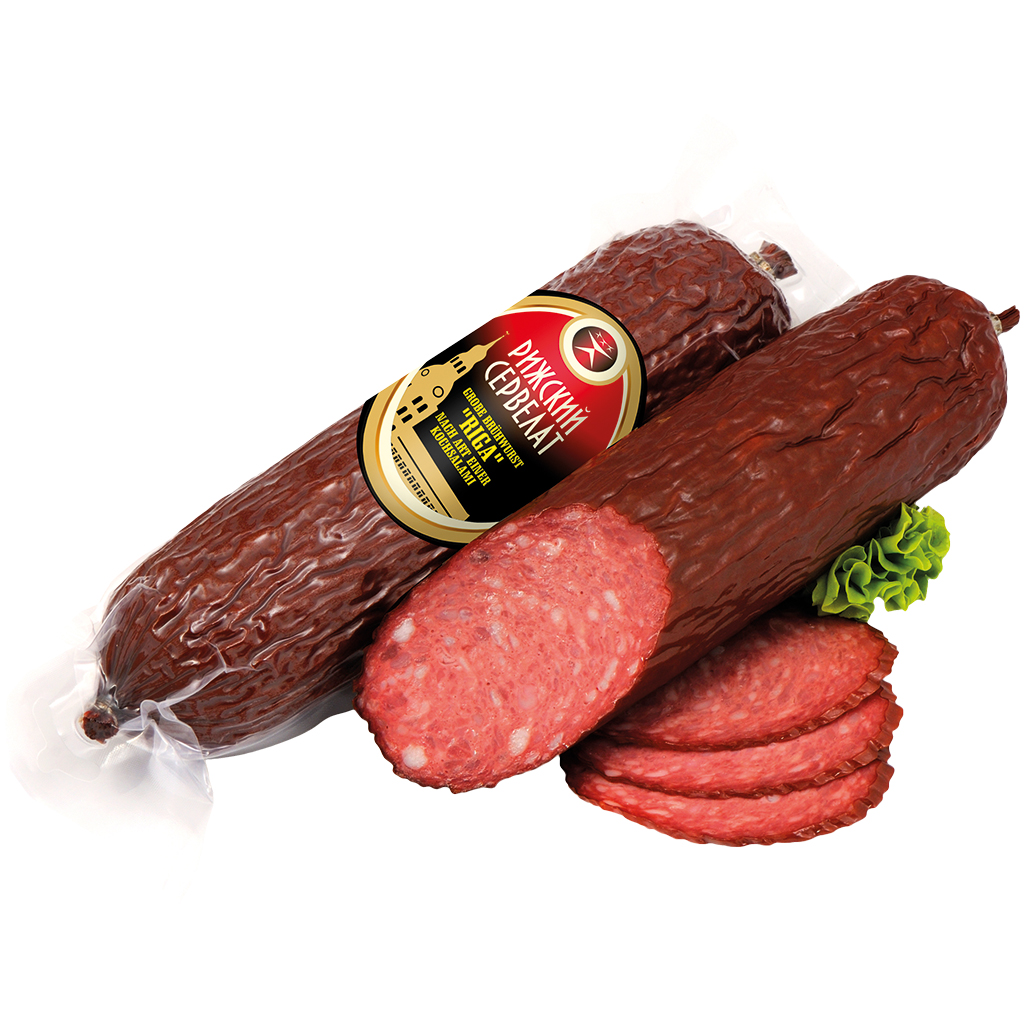 Grove bouillonworst "Riga" naar het soort van een kooksalami