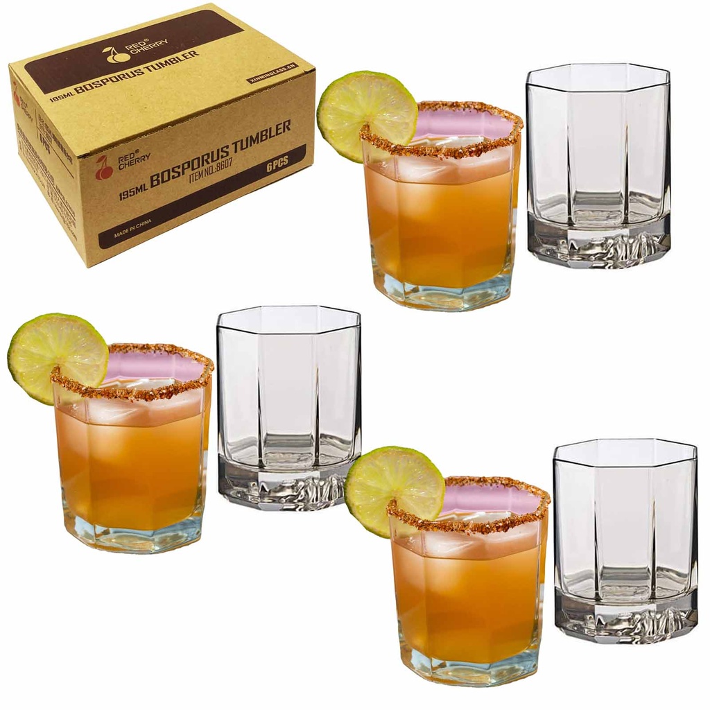 Whiskyglazen "Red Cherry" 6-delige SET, 195 ml