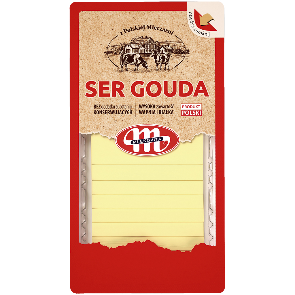 "Gouda" сыр полутвёрдый, нарезка, 45% жирности в сухом веществе