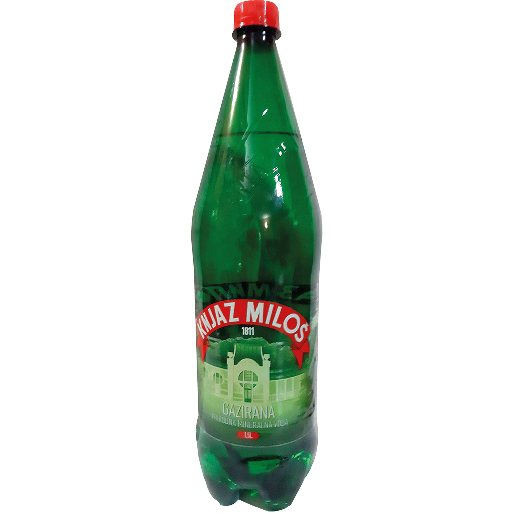 Природная газированная минеральная вода "Knjas Milos" из источника Младост в Расднике, Аранджеловац, Сербия.