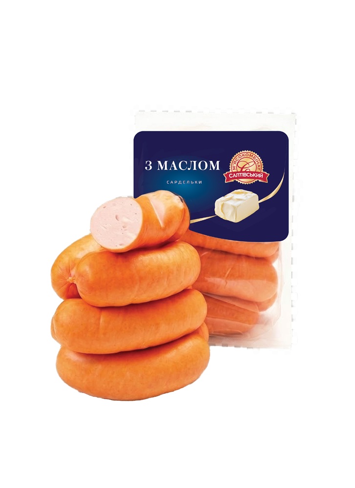 Сардельки с маслом (5%), по-украински, из куриного, свиного