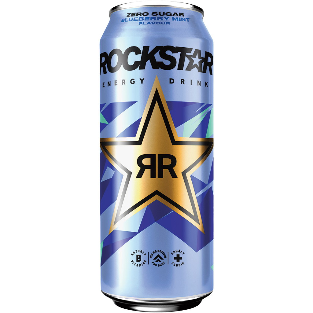 Rockstar Zero Безалкогольный энергетический напиток с кофеином без сахара со вкусом черники и мяты, с подсластителями