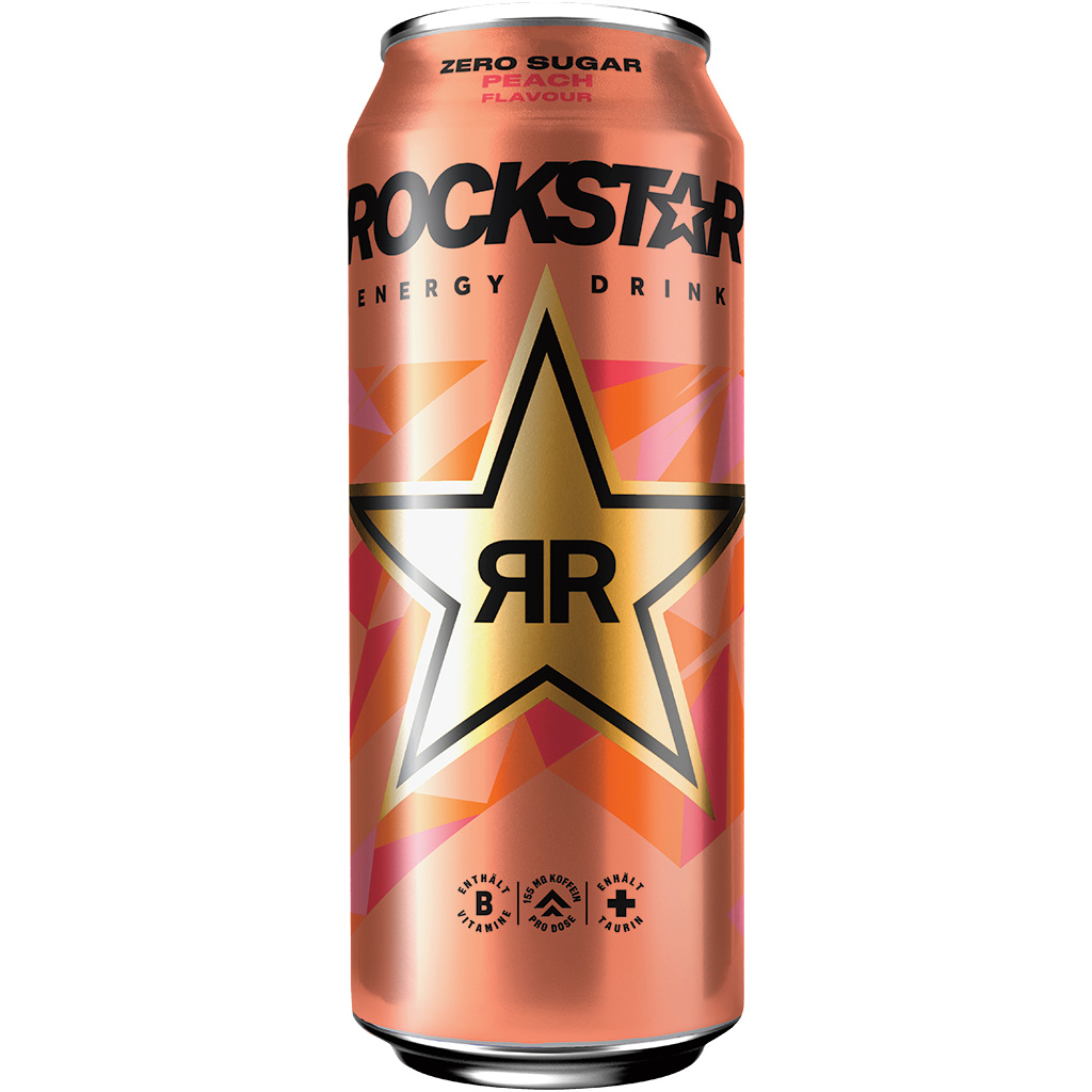 Energy Drink Rockstar Perzik Zero, Koffeinhoudende verfrisse